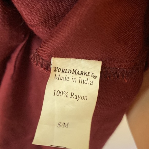 World Market Tiered Eyelet Dress Burgundy M #342 - Picture 11 of 13